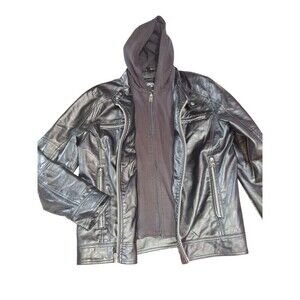 Guess Faux Leather jacket men's XL Double Zipper